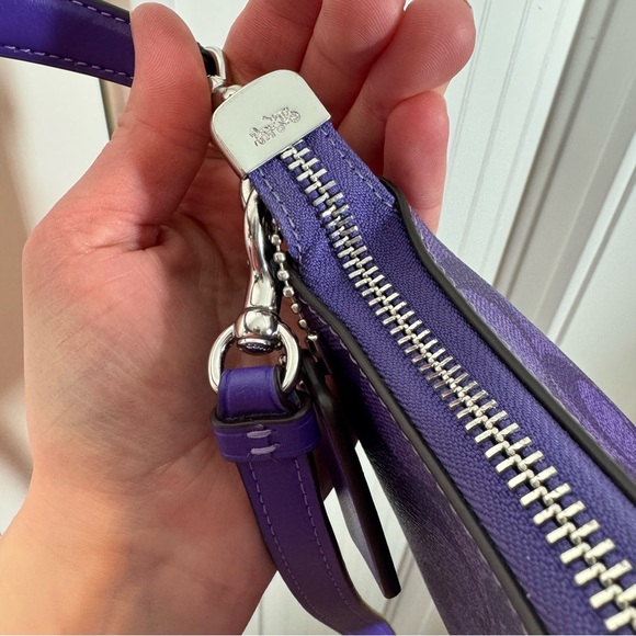 Coach Teri Shoulder Crossbody Bag In Blocked Signature Canvas Blue & Purple - Picture 8 of 12